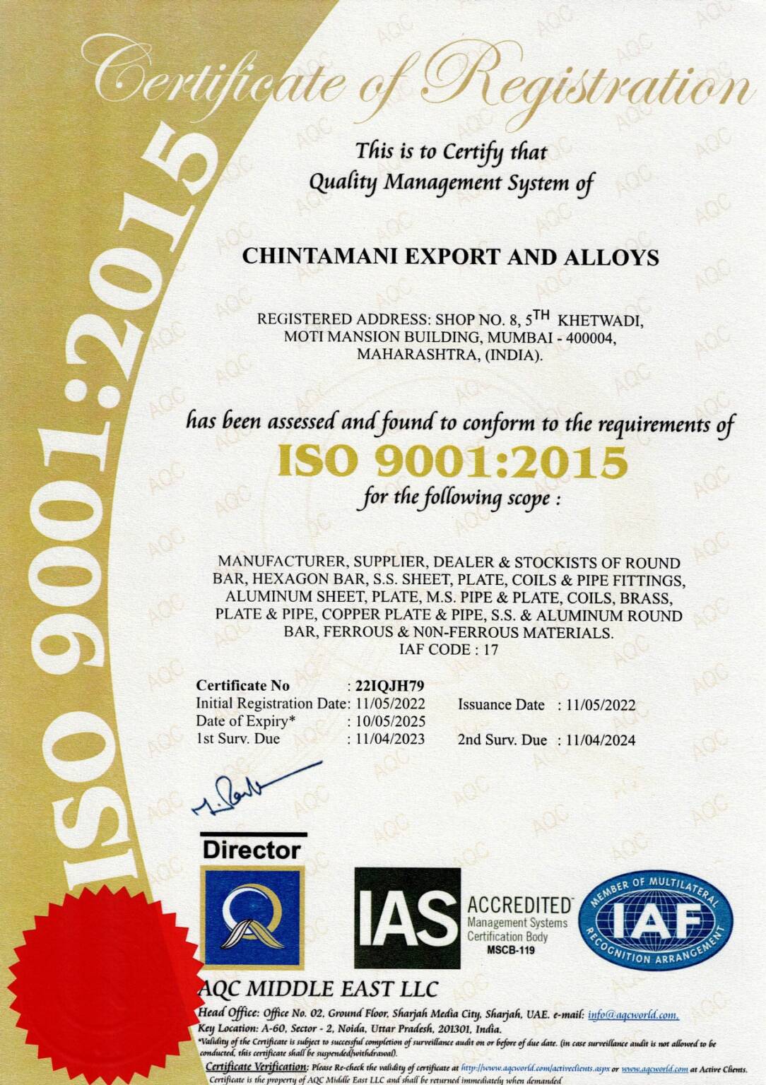 ISO-9001-CERTIFICATE-CHINTAMANI-EXPORT-ALLOYS_page-0001-1084x1536-1
